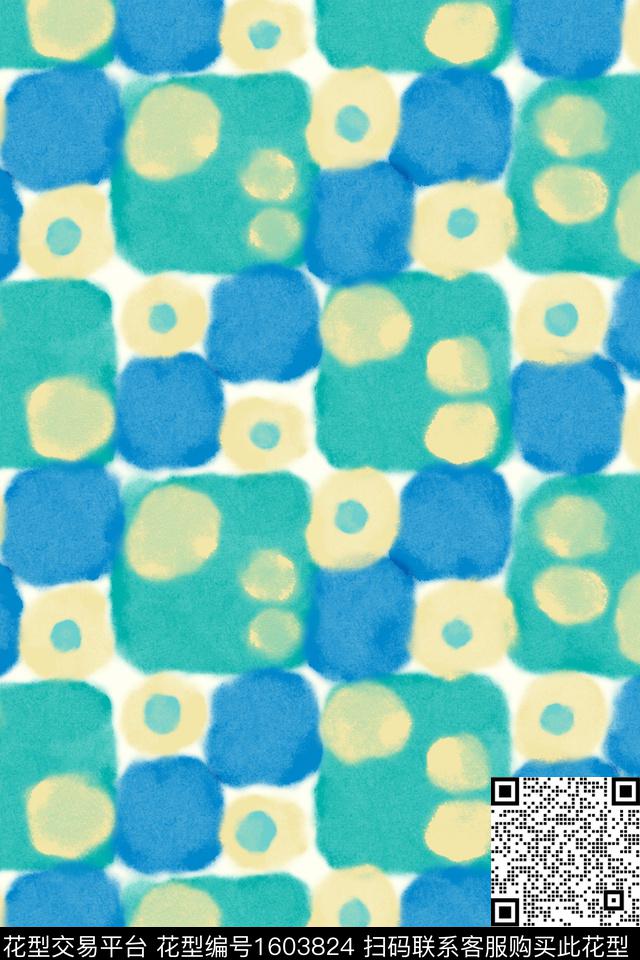 肌理水彩波点数码印花花型下载（图片编号: 1603824） - 瓦栏（Walan）