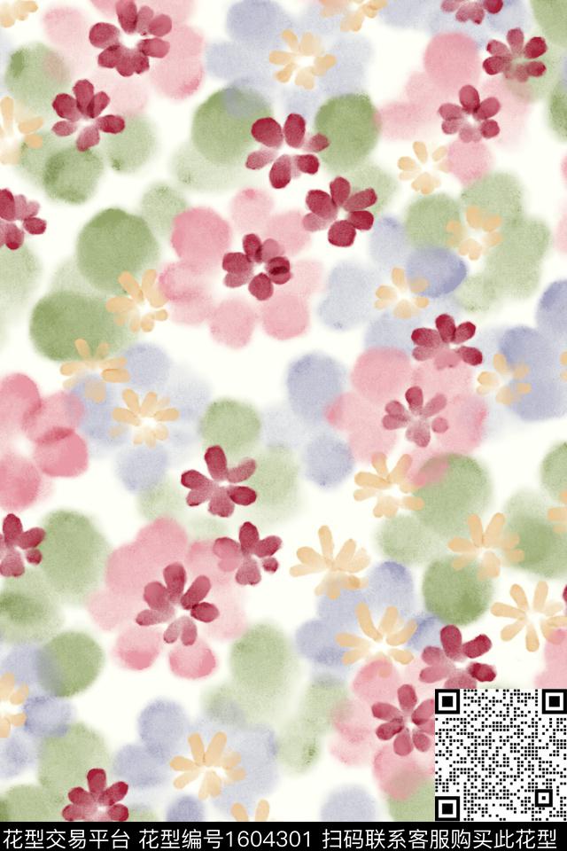 小清新清爽底花卉小碎花数码印花花型下载（图片编号: 1604301） - 瓦栏（Walan）