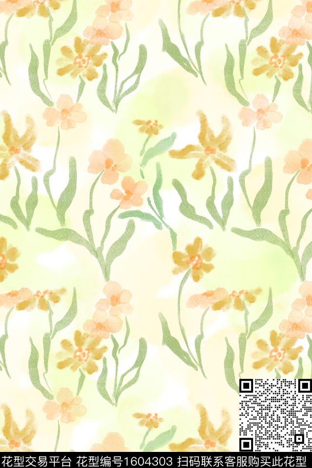 小清新清爽底花卉小碎花数码印花花型下载（图片编号: 1604303） - 瓦栏（Walan）