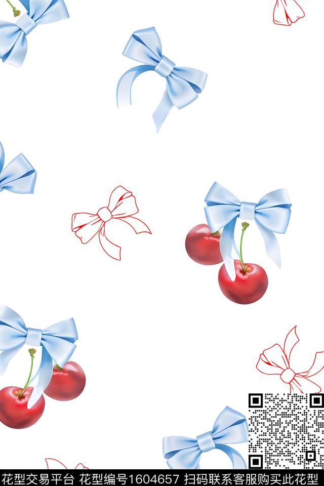 小清新趣味蝴蝶结数码印花花型下载（图片编号: 1604657） - 瓦栏（Walan）