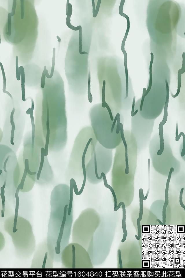 线条侘寂水彩数码印花花型下载（图片编号: 1604840） - 瓦栏（Walan）