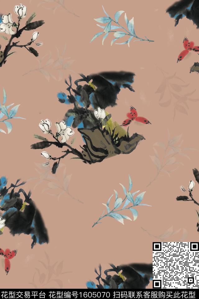 花卉绿植树叶花鸟数码印花花型下载（图片编号: 1605070） - 瓦栏（Walan）