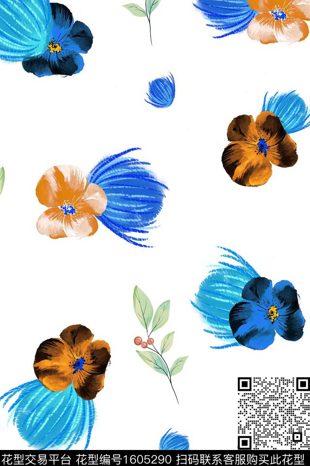 民族风花卉绿植树叶数码印花花型下载（图片编号: 1605290） - 瓦栏（Walan）