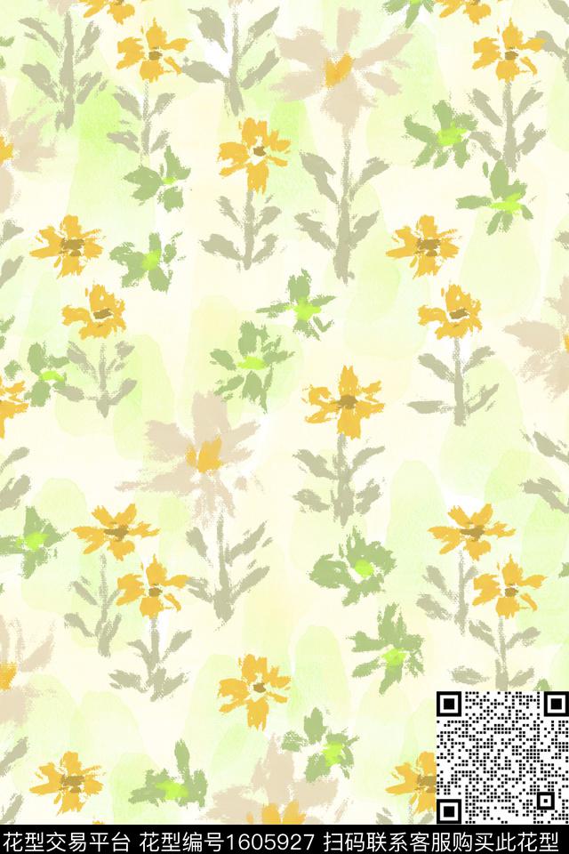 小清新清爽底花卉花卉数码印花花型下载（图片编号: 1605927） - 瓦栏（Walan）