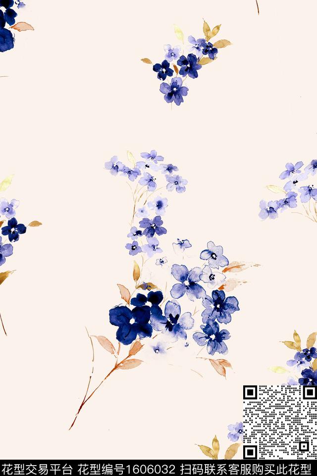 花卉水彩花卉年轻女装数码印花花型下载（图片编号: 1606032） - 瓦栏（Walan）