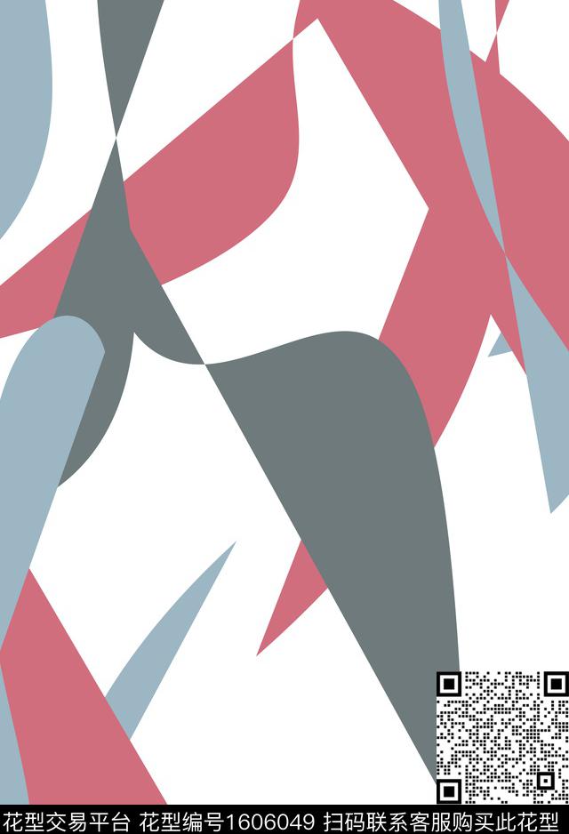 剪影抽象抽象几何传统印花花型下载（图片编号: 1606049） - 瓦栏（Walan）