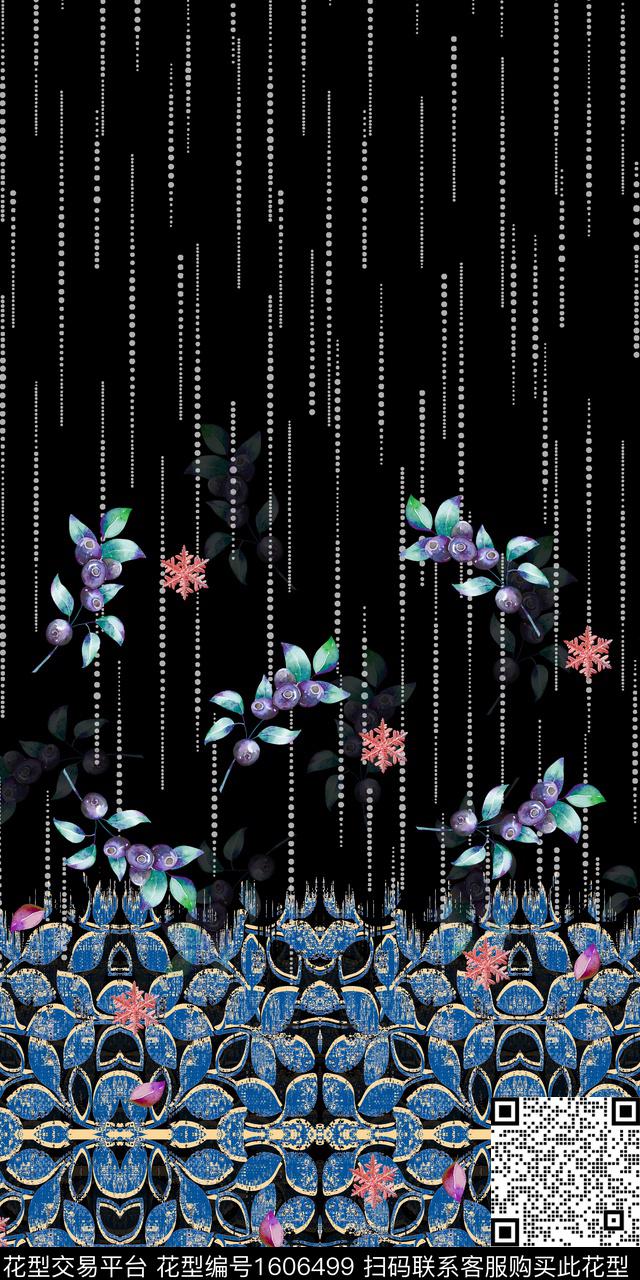 定位花民族风花卉数码印花花型下载（图片编号: 1606499） - 瓦栏（Walan）