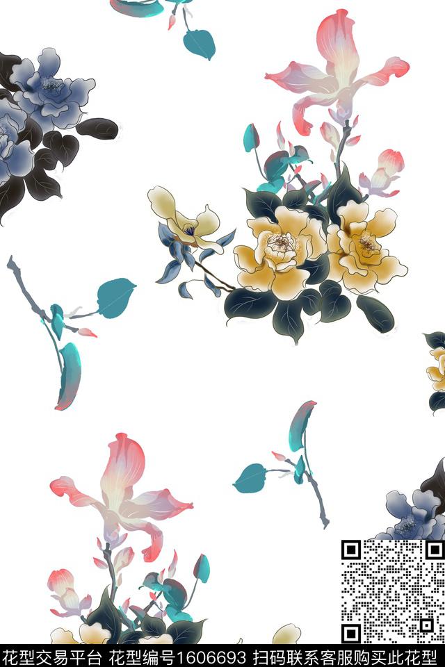 中国风热带花型民族风数码印花花型下载（图片编号: 1606693） - 瓦栏（Walan）