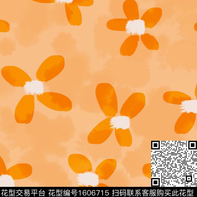花卉抽象花卉水彩数码印花花型下载（图片编号: 1606715） - 瓦栏（Walan）