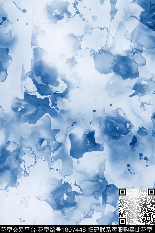 抽象抽象花卉水彩数码印花花型下载（图片编号: 1607446） - 瓦栏（Walan）