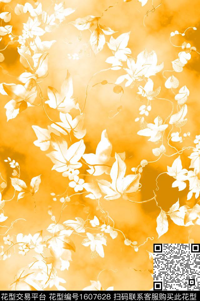 花卉植物水彩数码印花花型下载（图片编号: 1607628） - 瓦栏（Walan）