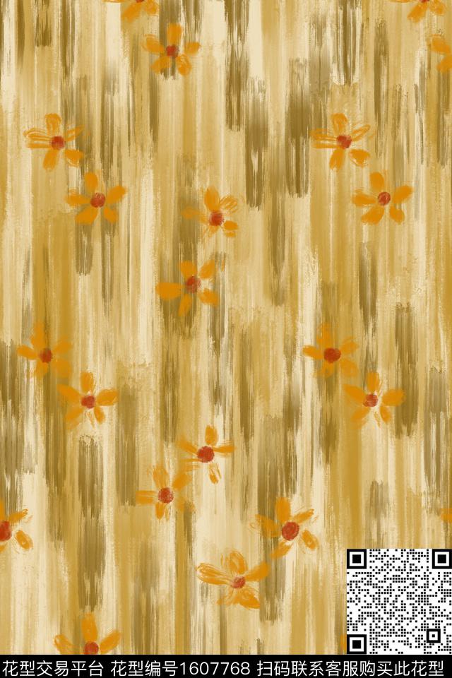 侘寂花卉小碎花数码印花花型下载（图片编号: 1607768） - 瓦栏（Walan）
