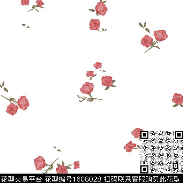 花卉水彩花卉清爽底花卉数码印花花型下载（图片编号: 1608028） - 瓦栏（Walan）