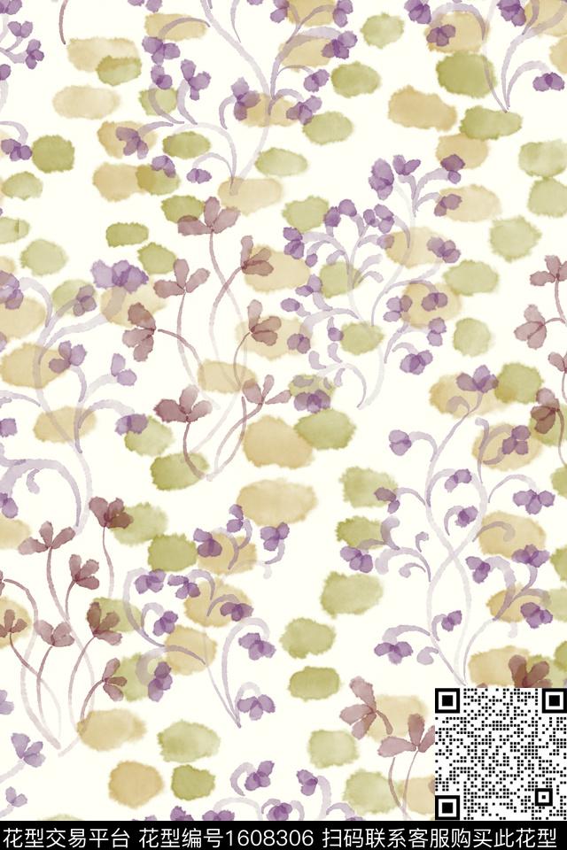 花卉小碎花水彩数码印花花型下载（图片编号: 1608306） - 瓦栏（Walan）