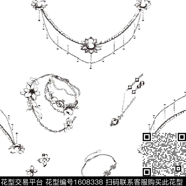 项链花卉珠宝宝石数码印花花型下载（图片编号: 1608338） - 瓦栏（Walan）