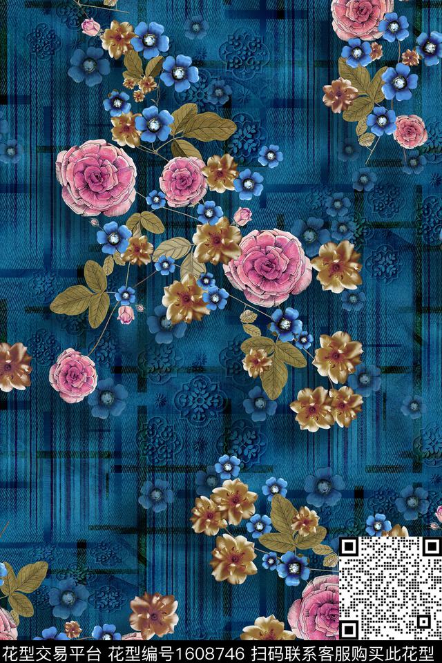花卉中老年深底花卉数码印花花型下载（图片编号: 1608746） - 瓦栏（Walan）