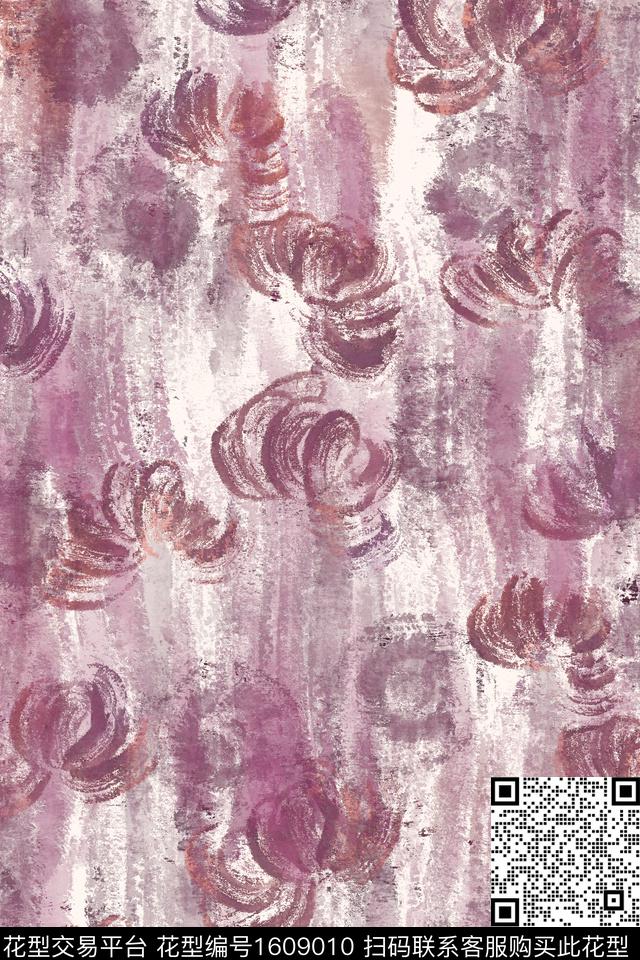 侘寂花卉涂鸦数码印花花型下载（图片编号: 1609010） - 瓦栏（Walan）