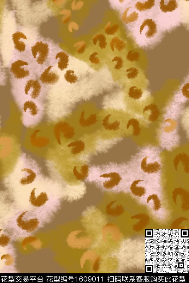 豹纹动物纹水彩数码印花花型下载（图片编号: 1609011） - 瓦栏（Walan）