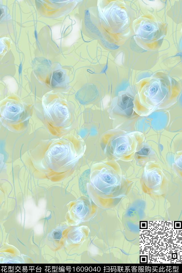 风格化花卉花卉抽象花卉数码印花花型下载（图片编号: 1609040） - 瓦栏（Walan）