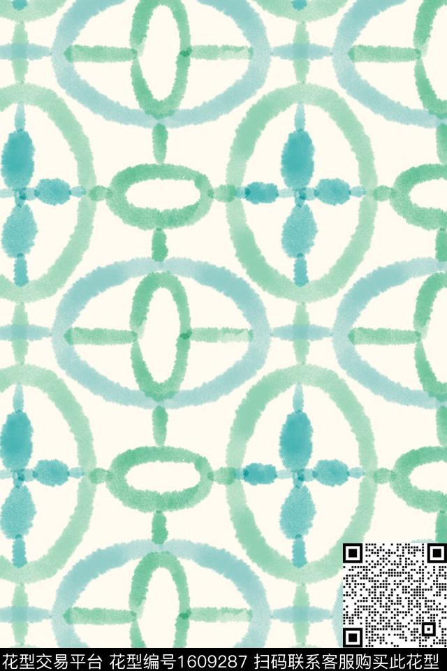 小清新简约水彩数码印花花型下载（图片编号: 1609287） - 瓦栏（Walan）