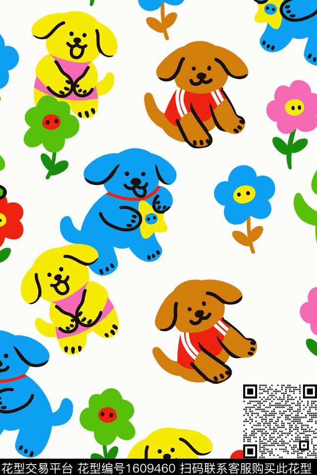 卡通动物可爱狗传统印花花型下载（图片编号: 1609460） - 瓦栏（Walan）