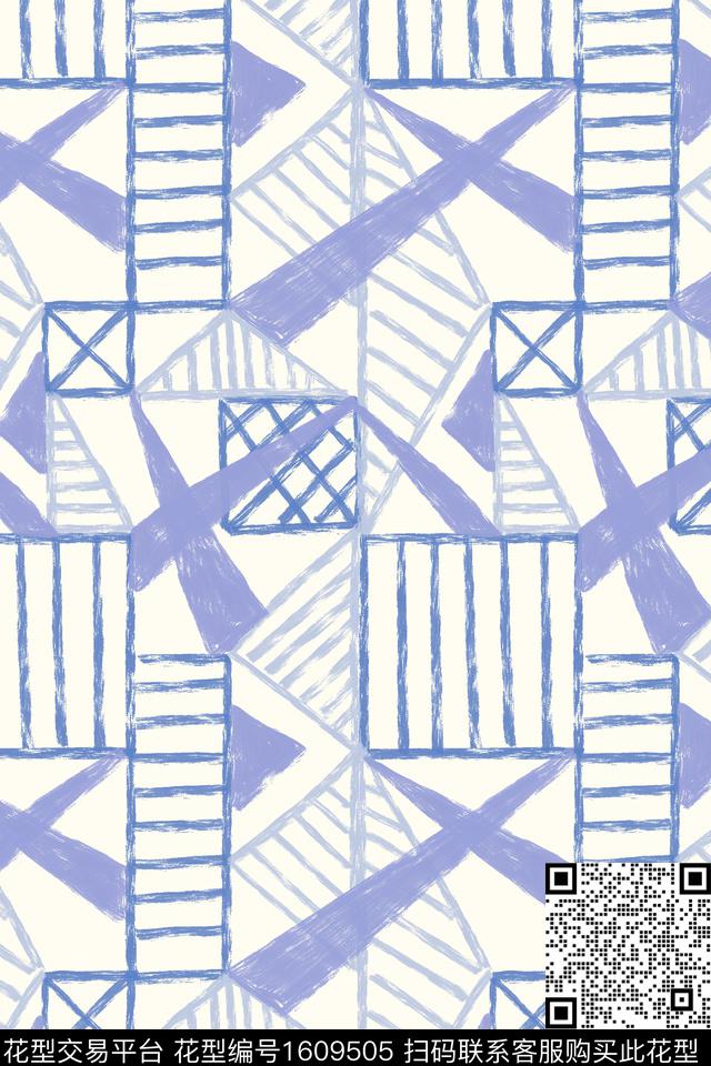 小清新水彩笔触数码印花花型下载（图片编号: 1609505） - 瓦栏（Walan）