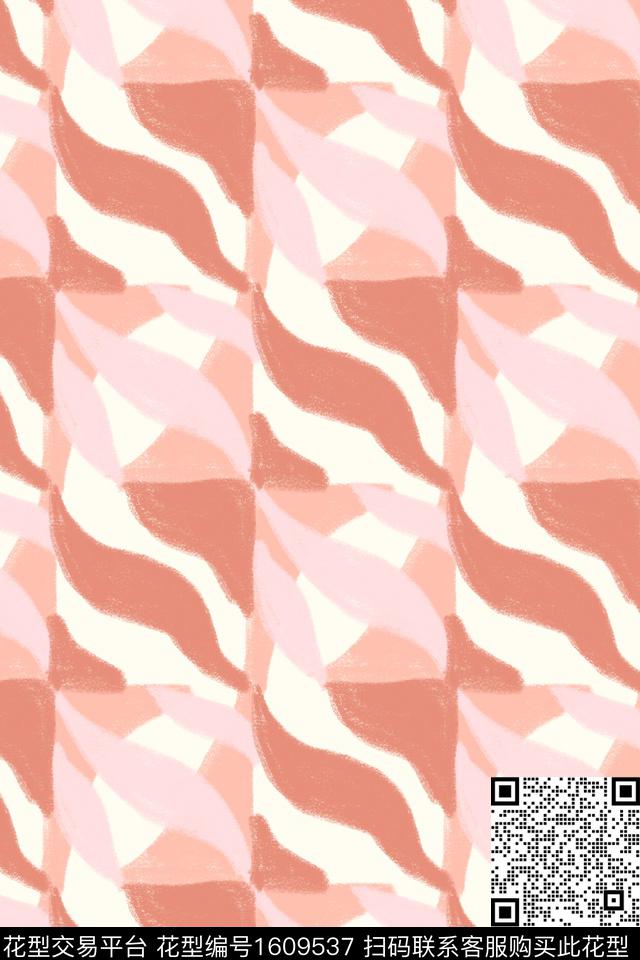 小清新笔触格子数码印花花型下载（图片编号: 1609537） - 瓦栏（Walan）