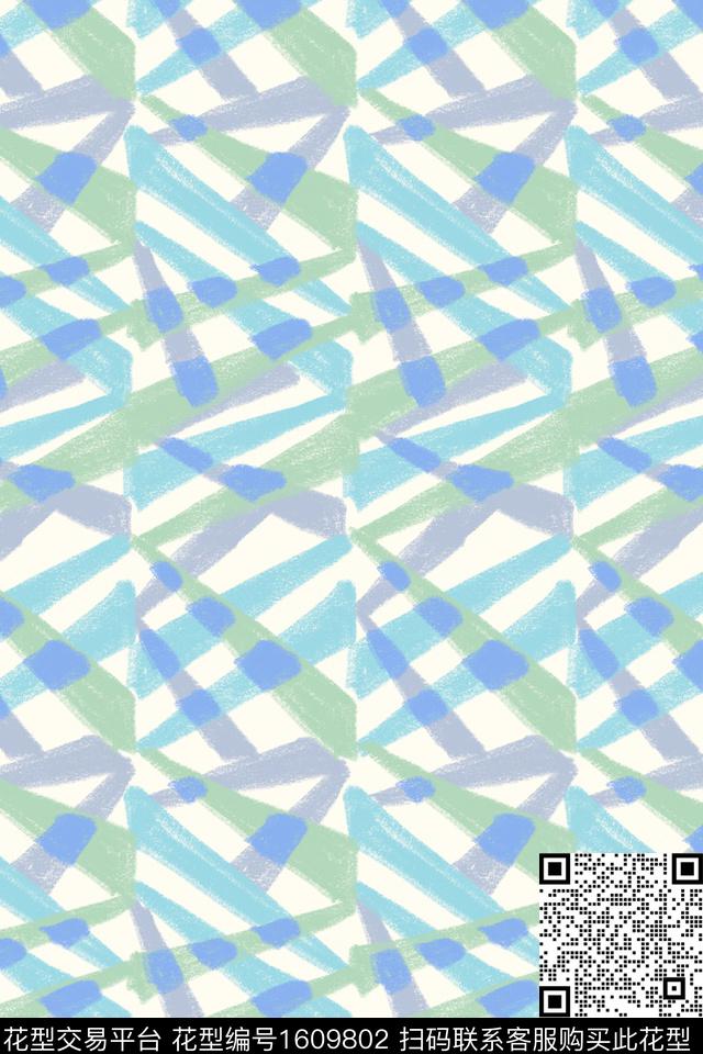 小清新水彩笔触数码印花花型下载（图片编号: 1609802） - 瓦栏（Walan）