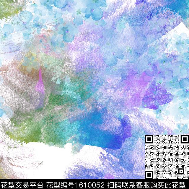 晕染肌理小碎花抽象数码印花花型下载（图片编号: 1610052） - 瓦栏（Walan）