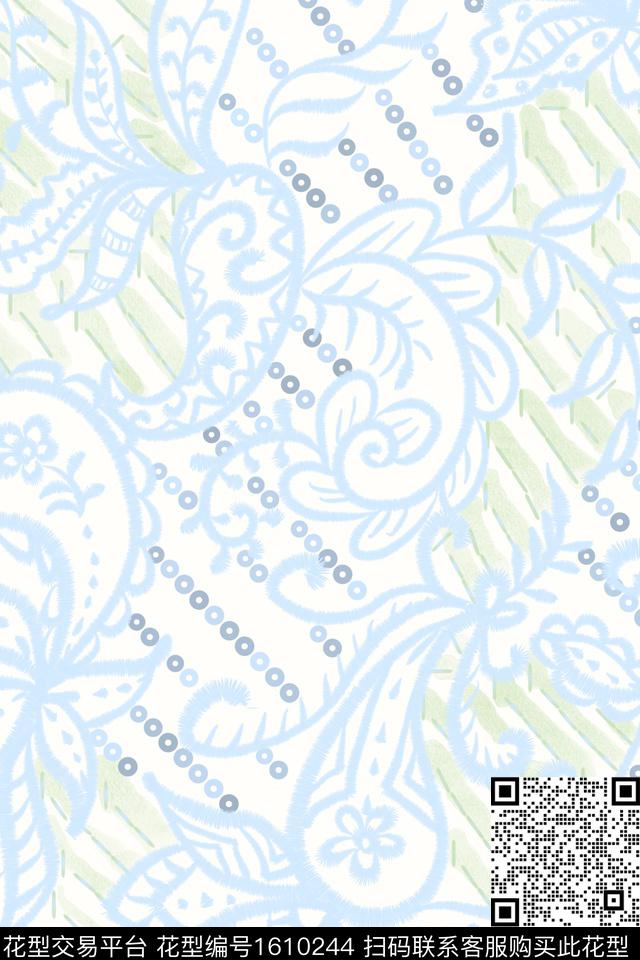 绣花花型小清新民族风数码印花花型下载（图片编号: 1610244） - 瓦栏（Walan）