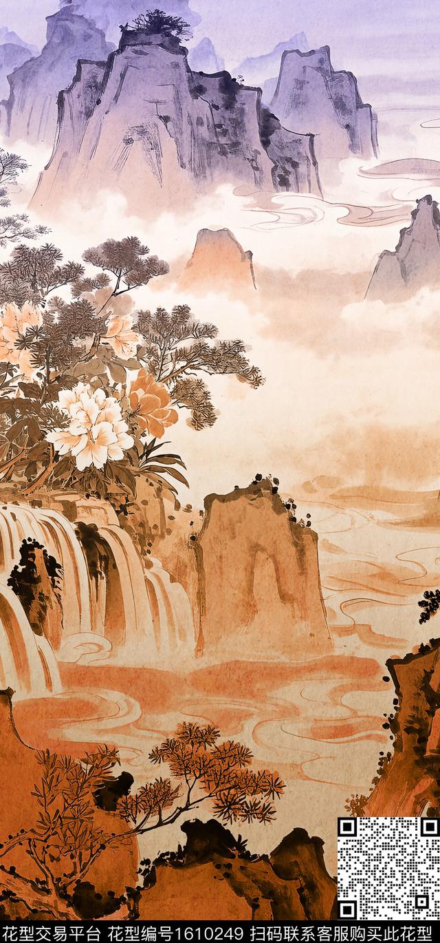 中国风国画旗袍数码印花花型下载（图片编号: 1610249） - 瓦栏（Walan）