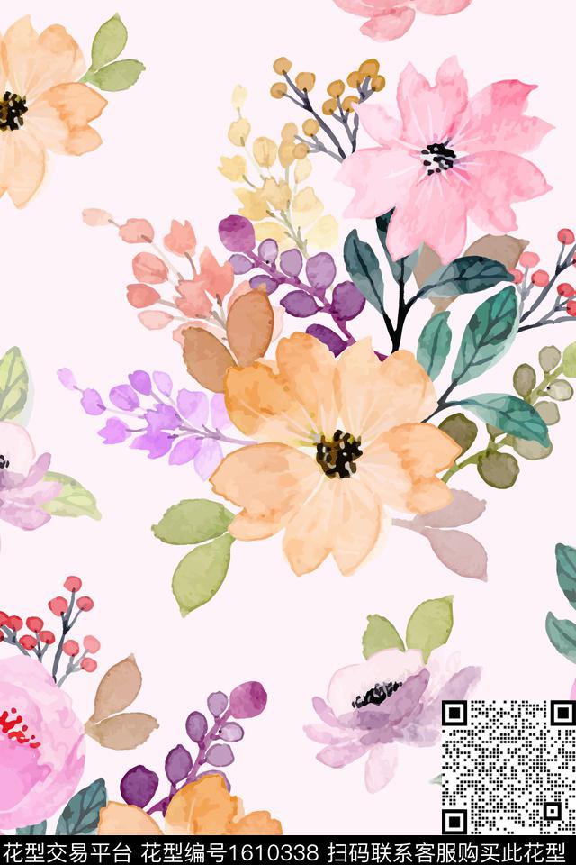 大花花卉春夏花型数码印花花型下载（图片编号: 1610338） - 瓦栏（Walan）