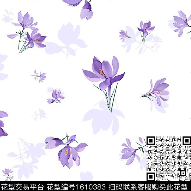 剪影花卉小碎花数码印花花型下载（图片编号: 1610383） - 瓦栏（Walan）