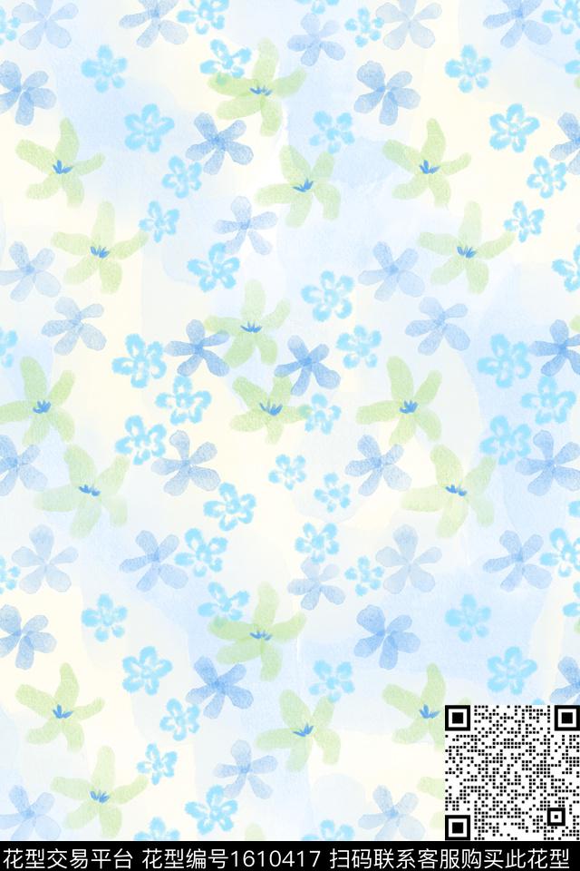 小清新清爽底花卉花卉数码印花花型下载（图片编号: 1610417） - 瓦栏（Walan）