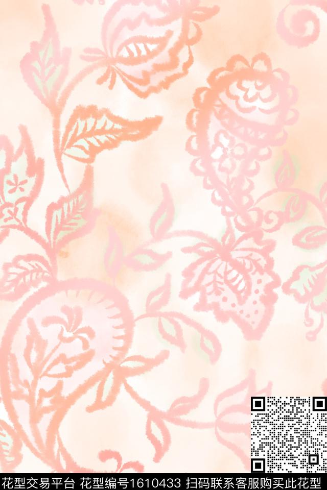 民族风民族花卉肌理数码印花花型下载（图片编号: 1610433） - 瓦栏（Walan）