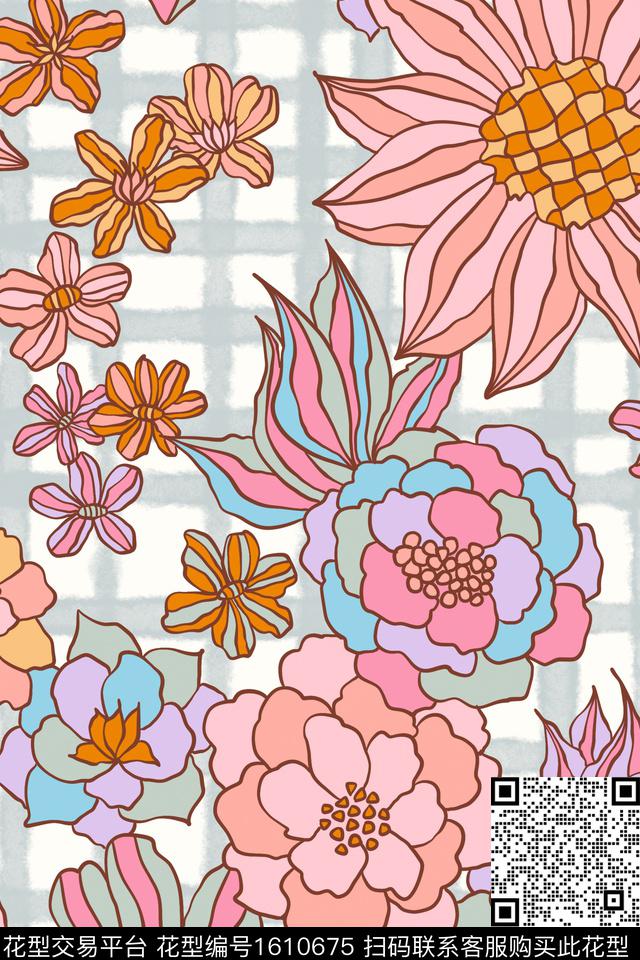 大花平面花卉花卉数码印花花型下载（图片编号: 1610675） - 瓦栏（Walan）