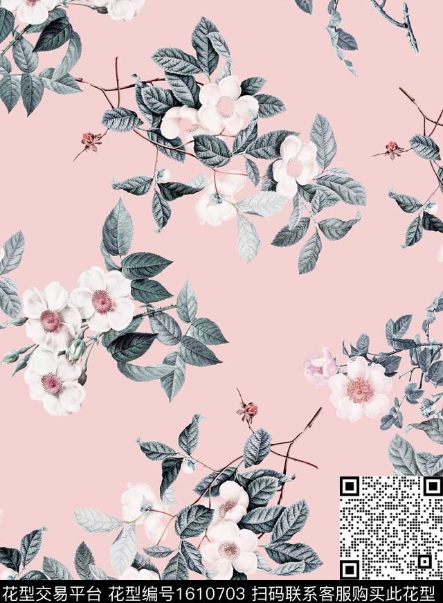 花卉年轻女装连衣裙数码印花花型下载（图片编号: 1610703） - 瓦栏（Walan）