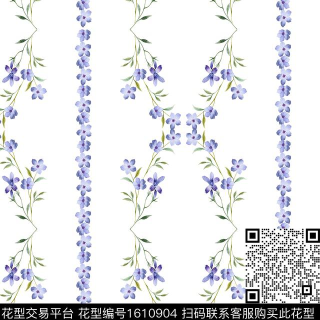 花卉小碎花条纹数码印花花型下载（图片编号: 1610904） - 瓦栏（Walan）
