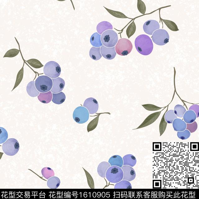 趣味水果蓝莓数码印花花型下载（图片编号: 1610905） - 瓦栏（Walan）