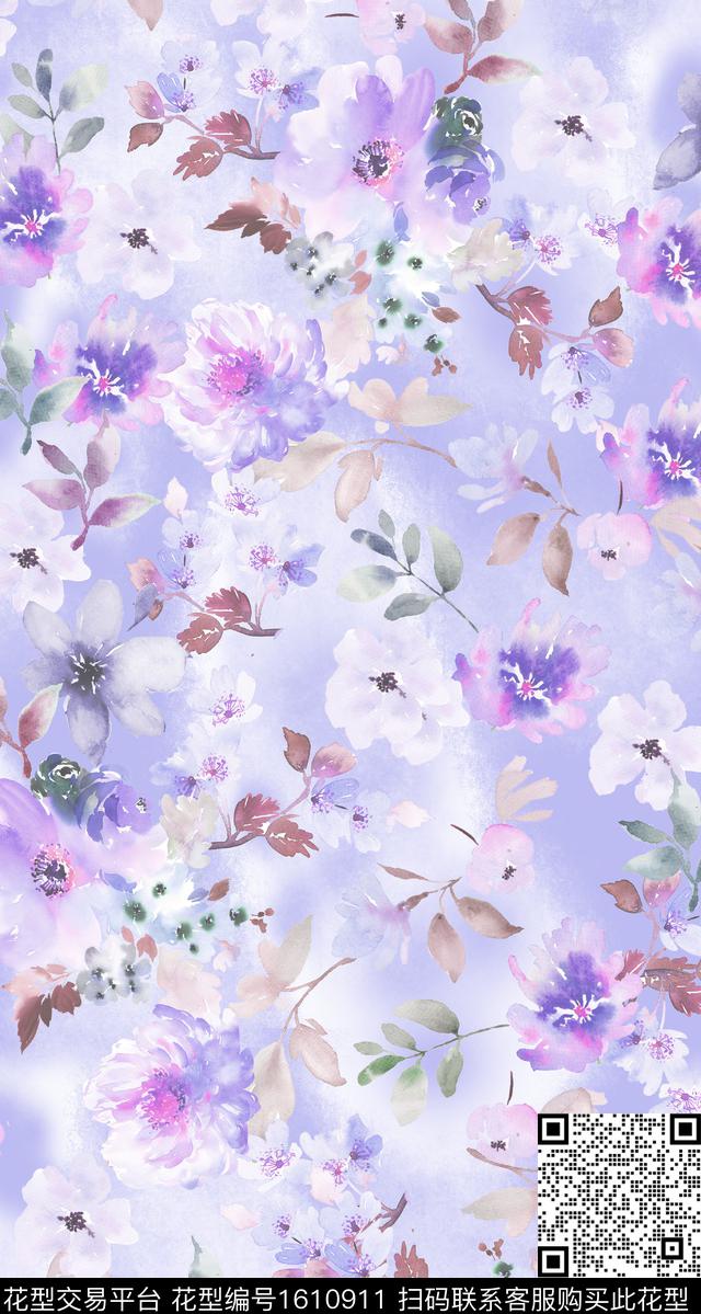 花卉小碎花水彩花卉数码印花花型下载（图片编号: 1610911） - 瓦栏（Walan）