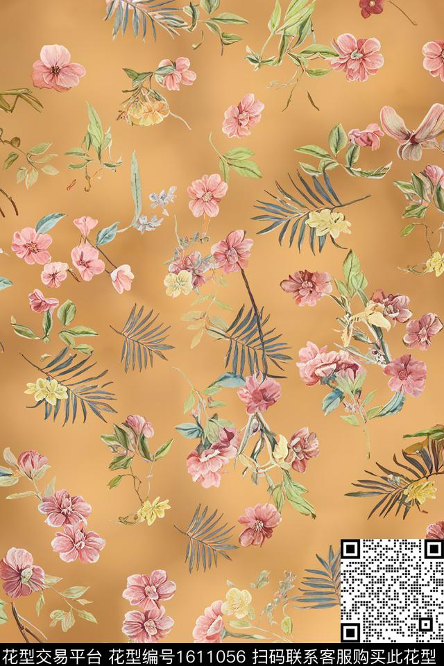 花卉小碎花渐变数码印花花型下载（图片编号: 1611056） - 瓦栏（Walan）