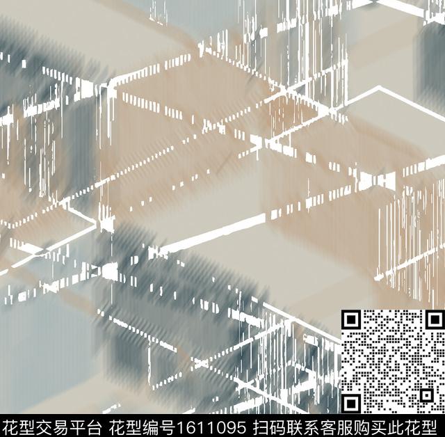 抽象条纹几何数码印花花型下载（图片编号: 1611095） - 瓦栏（Walan）