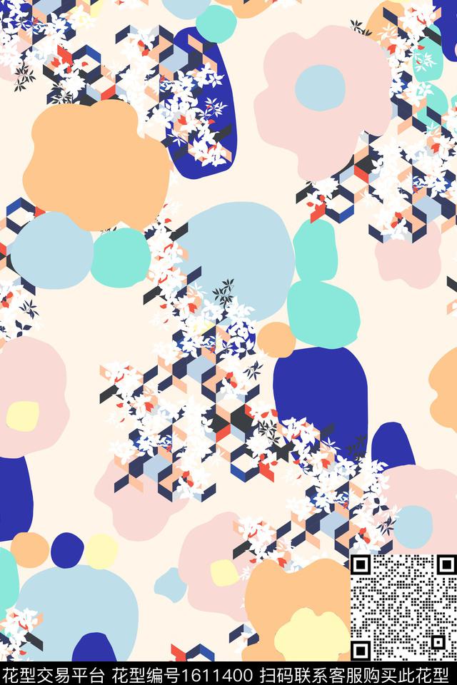花卉小碎花几何数码印花花型下载（图片编号: 1611400） - 瓦栏（Walan）