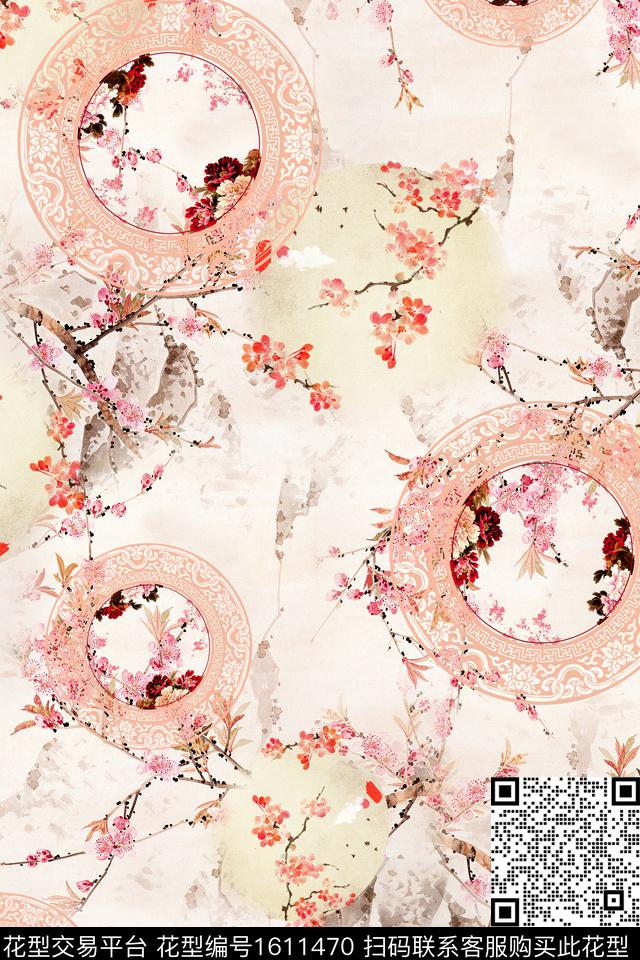 中国风梅花花卉数码印花花型下载（图片编号: 1611470） - 瓦栏（Walan）