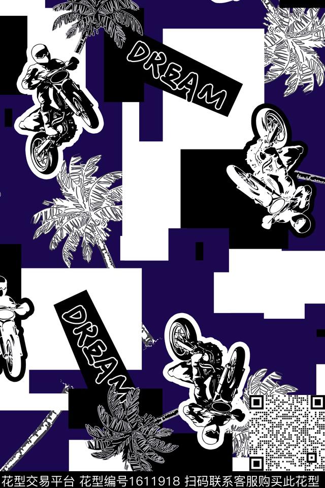 休闲几何字母数码印花花型下载（图片编号: 1611918） - 瓦栏（Walan）