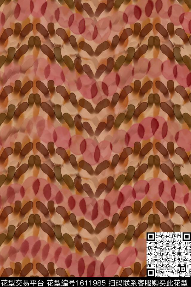 水彩笔触抽象数码印花花型下载（图片编号: 1611985） - 瓦栏（Walan）