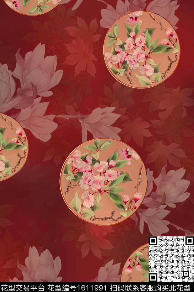 中国风花卉中老年数码印花花型下载（图片编号: 1611991） - 瓦栏（Walan）