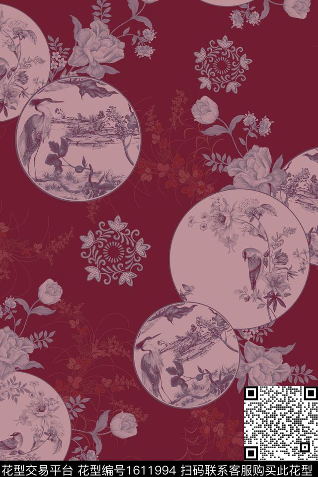 中国风花卉中老年数码印花花型下载（图片编号: 1611994） - 瓦栏（Walan）