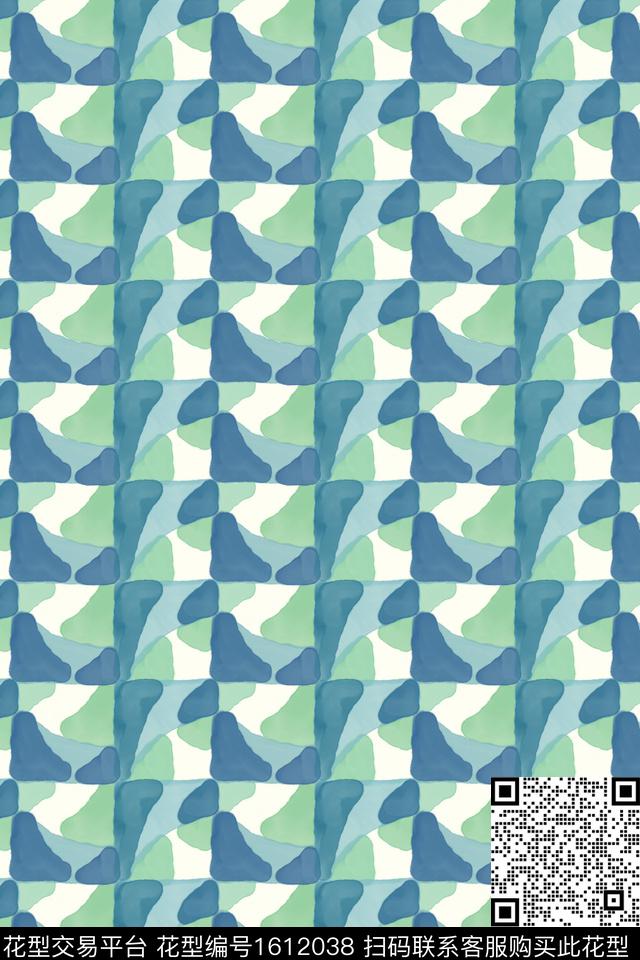 简约水彩格子数码印花花型下载（图片编号: 1612038） - 瓦栏（Walan）