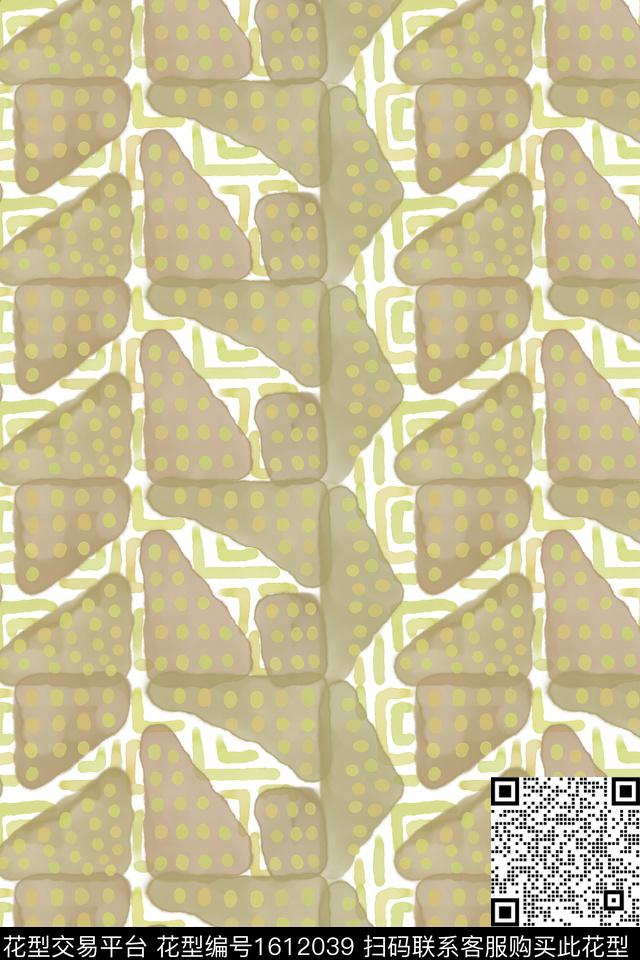 水彩波点格子数码印花花型下载（图片编号: 1612039） - 瓦栏（Walan）